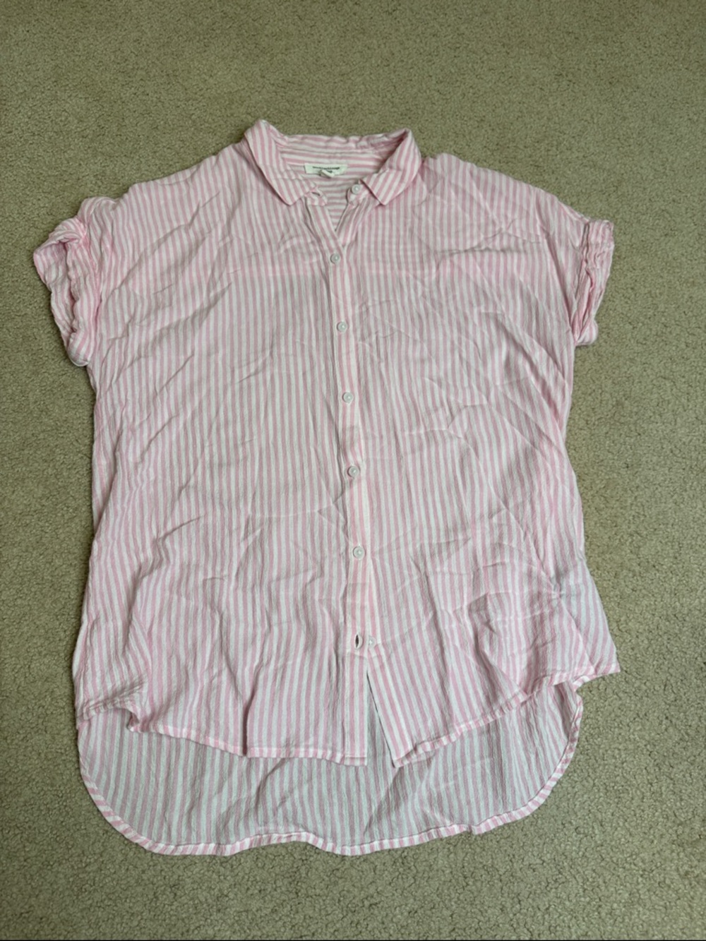 beachlunchlounge Pink and White Striped Button-Down Shirt